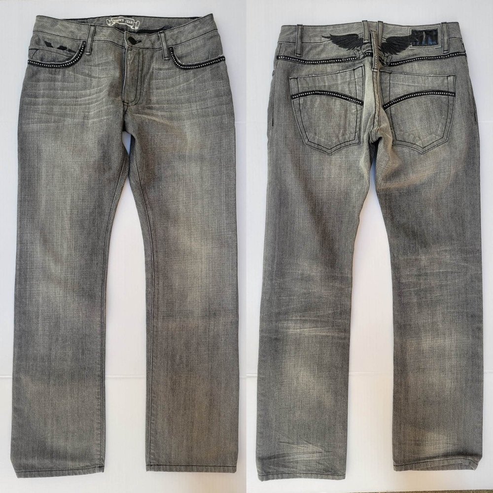 New Men's ROBIN'S JEAN Straight Studded Jeans
